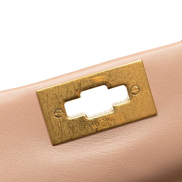 Pre-owned Valentino Large Nappa Roman Stud Satchel Pink
