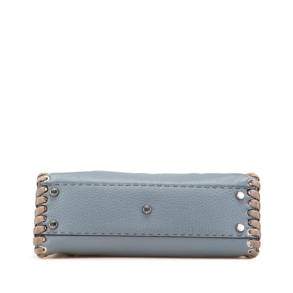 Pre-owned Fendi Medium Leather Whipstitch Peekaboo Satchel Blue