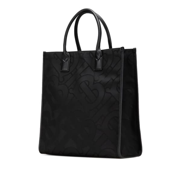 Pre-owned Burberry TB Monogram Canvas Tote Black
