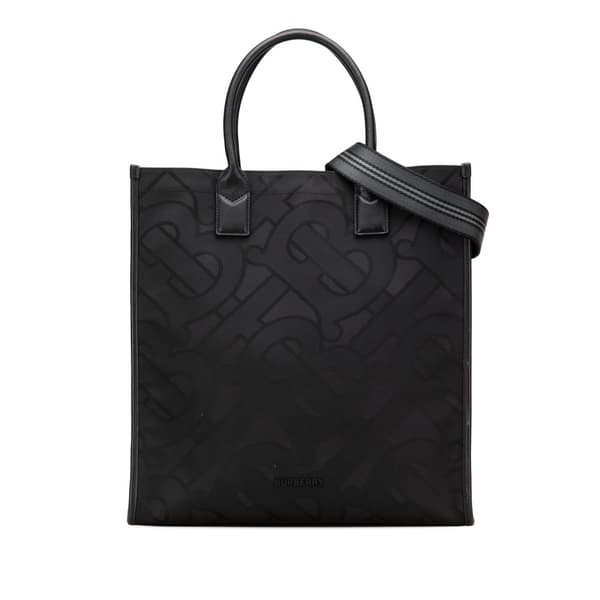 Pre-owned Burberry TB Monogram Canvas Tote Black