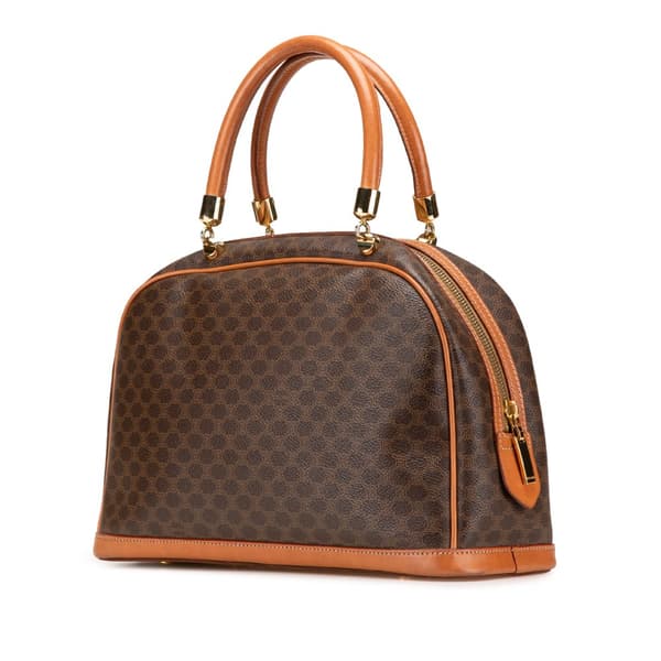 Pre-owned Celine Macadam Coated Canvas Handbag Brown