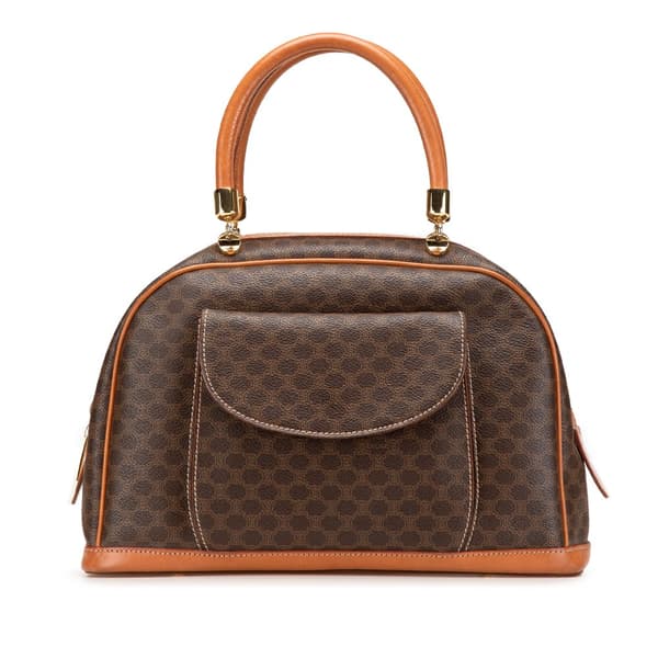 Pre-owned Celine Macadam Coated Canvas Handbag Brown