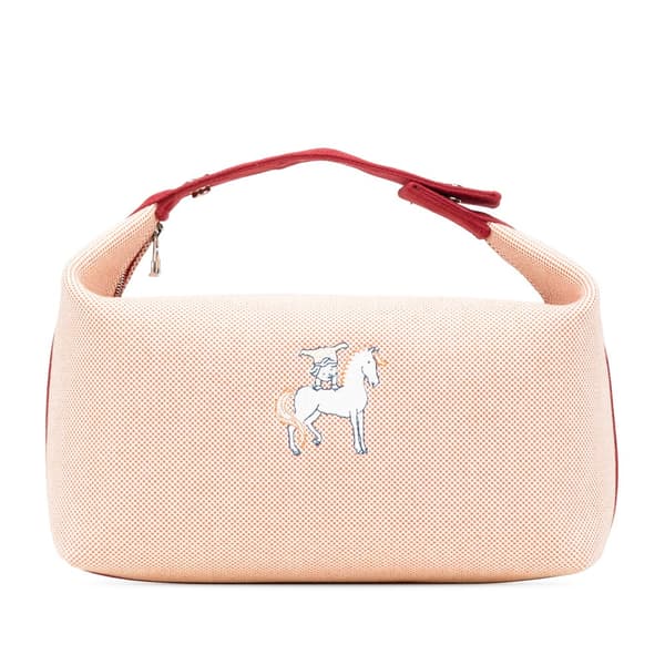 Pre-owned Hermès Large Canvas Bride A Brac Cabriole Case Orange