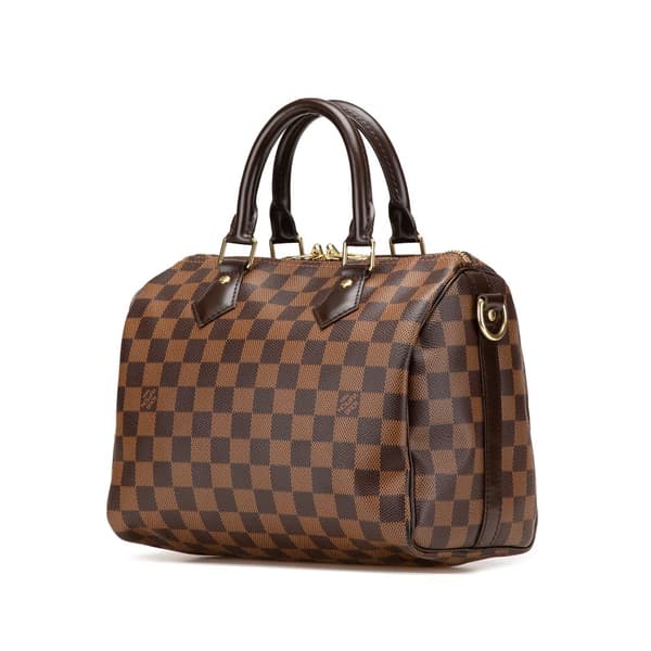 Pre-owned Louis Vuitton Damier Ebene Speedy Bandouliere 25 Brown