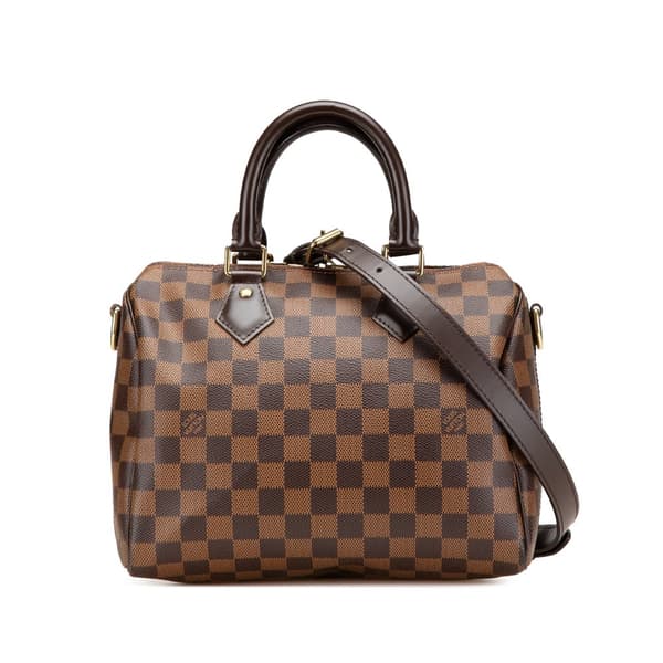 Pre-owned Louis Vuitton Damier Ebene Speedy Bandouliere 25 Brown