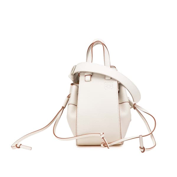 Pre-owned LOEWE Mini Grained Calfskin Hammock Bag White