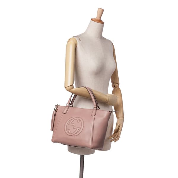 Pre-owned Gucci Small Pebbled Leather Soho Cellarius Satchel Pink