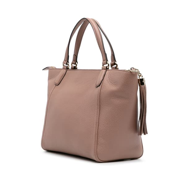 Pre-owned Gucci Small Pebbled Leather Soho Cellarius Satchel Pink