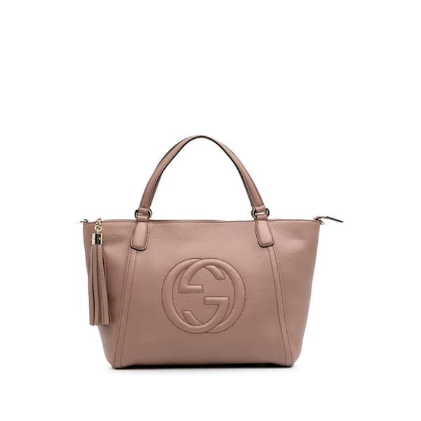Pre-owned Gucci Small Pebbled Leather Soho Cellarius Satchel Pink