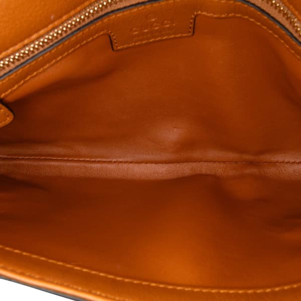 Pre-owned Gucci Calfskin Blondie Chain Satchel Brown