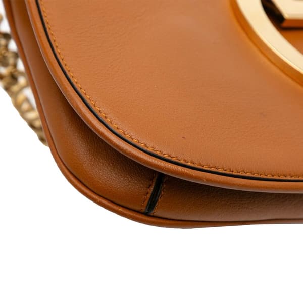 Pre-owned Gucci Calfskin Blondie Chain Satchel Brown