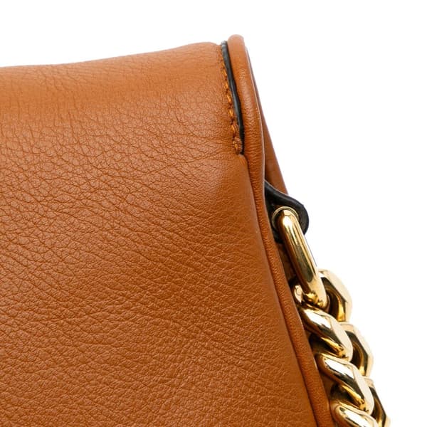 Pre-owned Gucci Calfskin Blondie Chain Satchel Brown