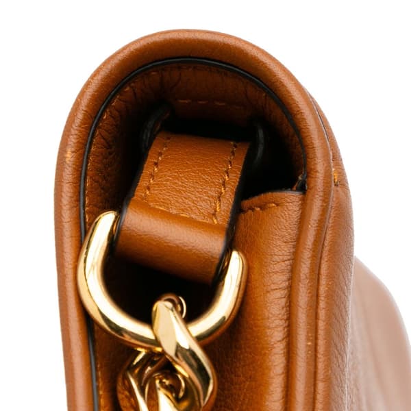 Pre-owned Gucci Calfskin Blondie Chain Satchel Brown
