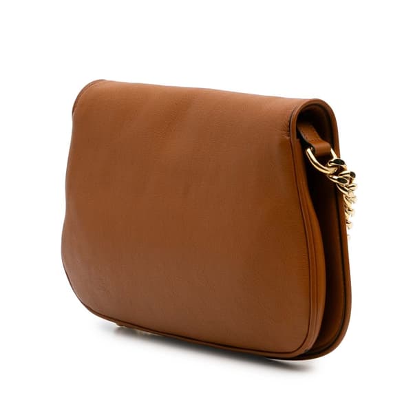 Pre-owned Gucci Calfskin Blondie Chain Satchel Brown
