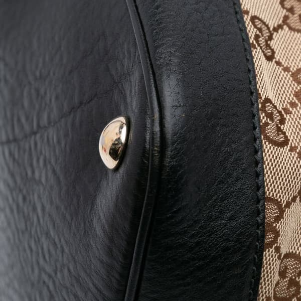 Pre-owned Gucci Large GG Canvas Charm Dome Satchel Brown