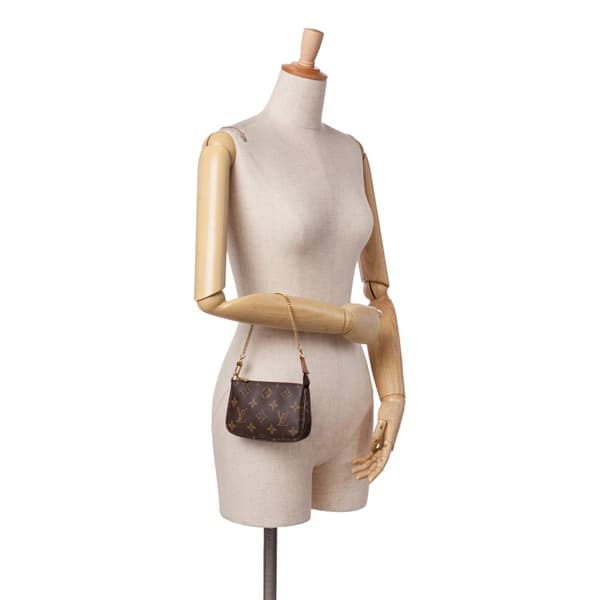 Pre-owned Louis Vuitton Monogram Mini Pochette Accessoires Brown