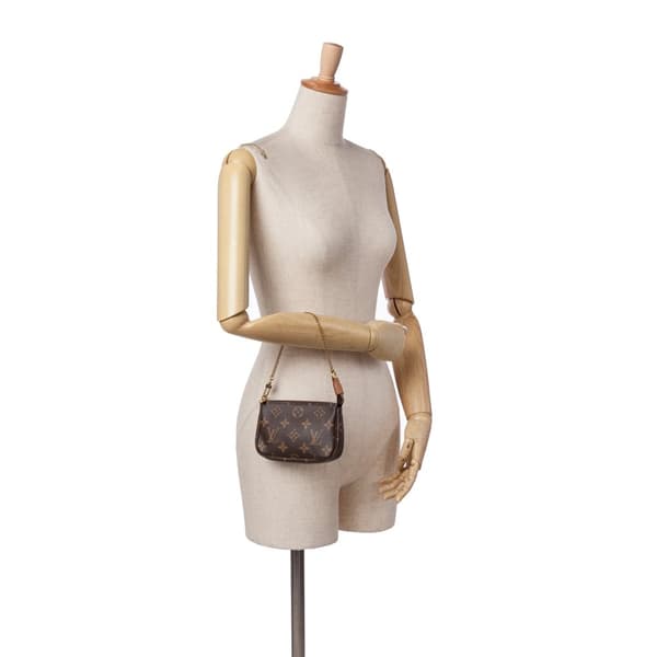 Pre-owned Louis Vuitton Monogram Mini Pochette Accessoires Brown