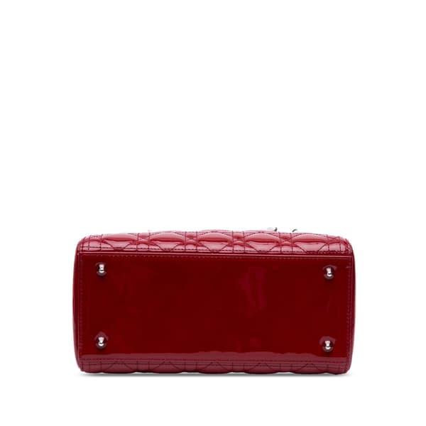 Pre-owned Dior Medium Patent Cannage Lady Dior Red