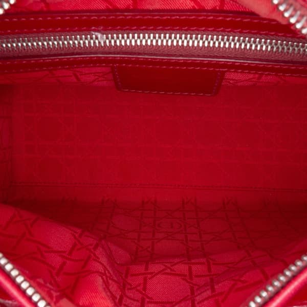 Pre-owned Dior Medium Patent Cannage Lady Dior Red