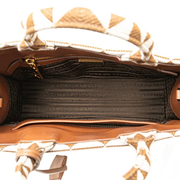 Pre-owned Prada Small Canvas Symbole Triangolo Satchel Brown