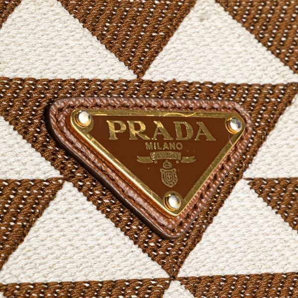 Pre-owned Prada Small Canvas Symbole Triangolo Satchel Brown