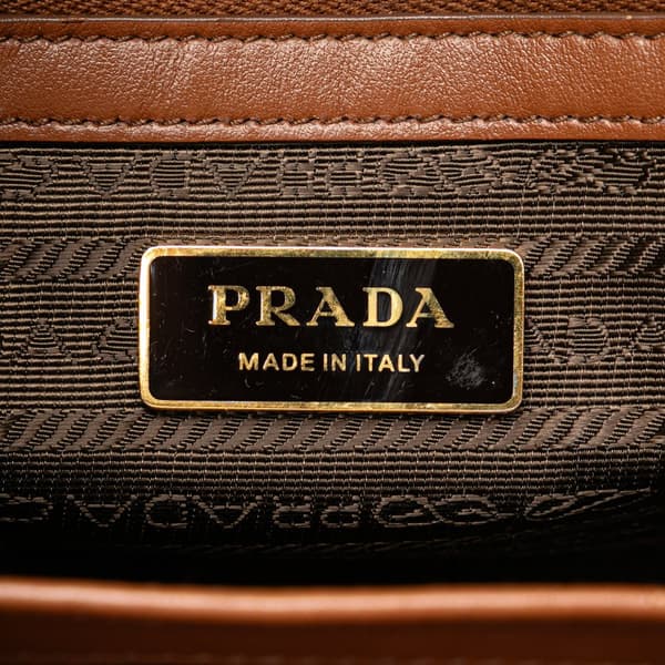 Pre-owned Prada Small Canvas Symbole Triangolo Satchel Brown
