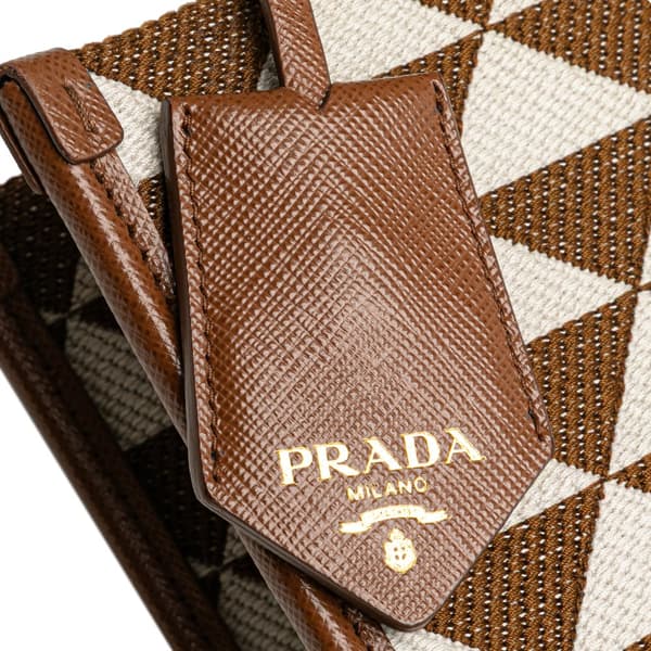Pre-owned Prada Small Canvas Symbole Triangolo Satchel Brown