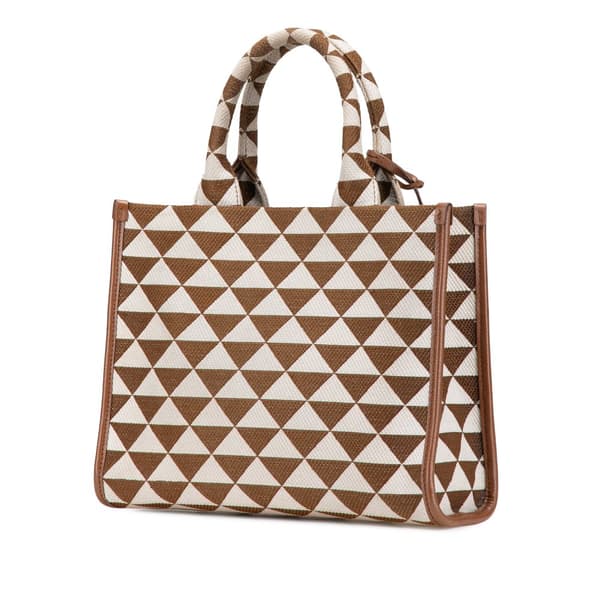 Pre-owned Prada Small Canvas Symbole Triangolo Satchel Brown