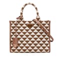 Miniatyrbilde 1 av 9: Pre-owned Prada Small Canvas Symbole Triangolo Satchel Brown