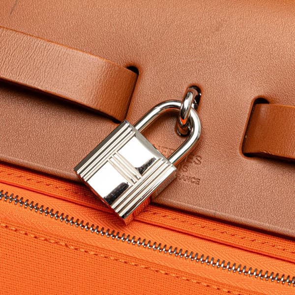 Pre-owned Hermès Toile Herbag Zip 31 Orange