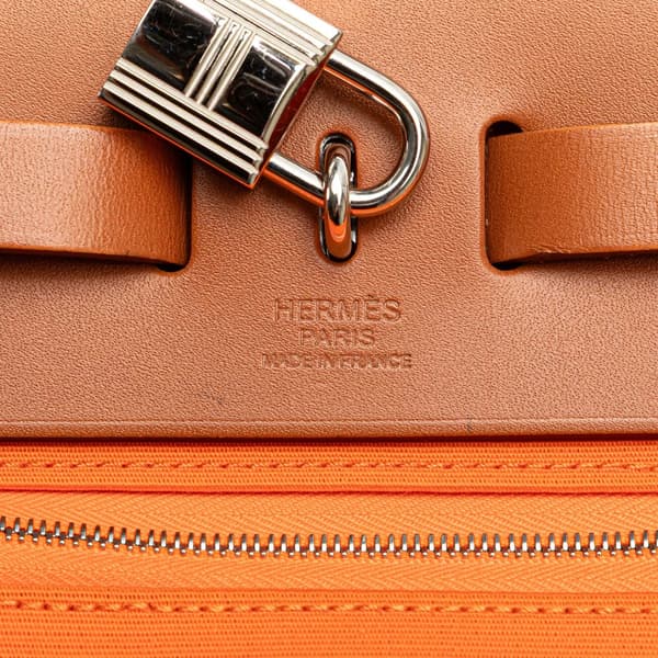 Pre-owned Hermès Toile Herbag Zip 31 Orange