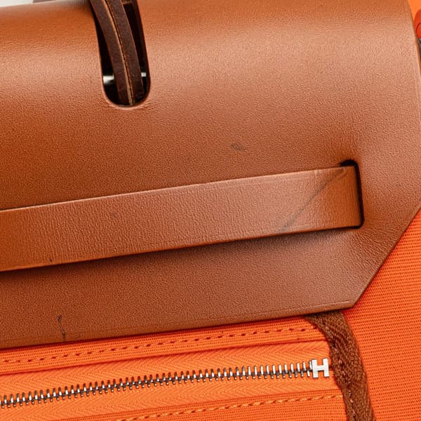 Pre-owned Hermès Toile Herbag Zip 31 Orange