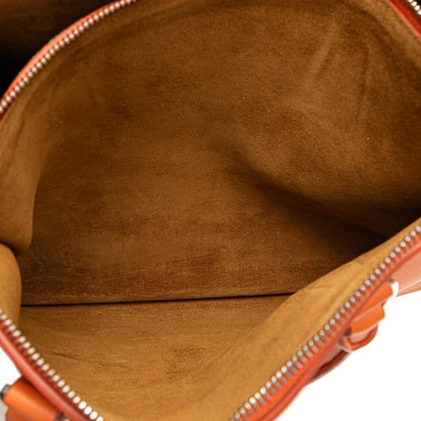 Pre-owned Prada Medium Soft Calf Galleria Double Zip Tote Orange