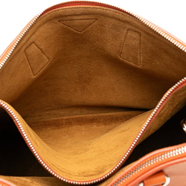Pre-owned Prada Medium Soft Calf Galleria Double Zip Tote Orange