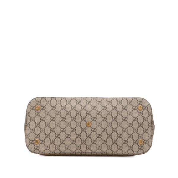 Pre-owned Gucci Balenciaga The Hacker Project Medium GG Supreme Ville Satchel Brown