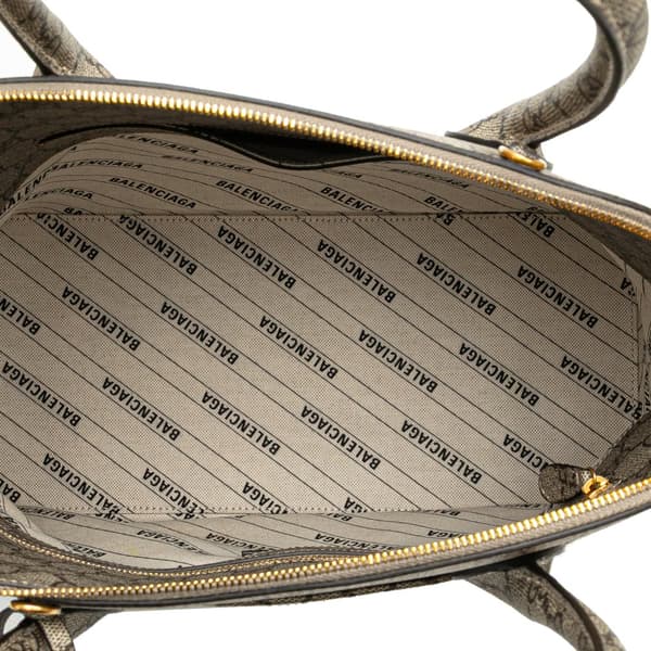 Pre-owned Gucci Balenciaga The Hacker Project Medium GG Supreme Ville Satchel Brown