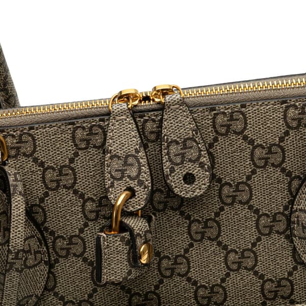 Pre-owned Gucci Balenciaga The Hacker Project Medium GG Supreme Ville Satchel Brown