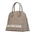 Miniatyrbillede 2 af 10: Pre-owned Gucci Balenciaga The Hacker Project Medium GG Supreme Ville Satchel Brown
