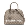 Miniatyrbillede 1 af 10: Pre-owned Gucci Balenciaga The Hacker Project Medium GG Supreme Ville Satchel Brown
