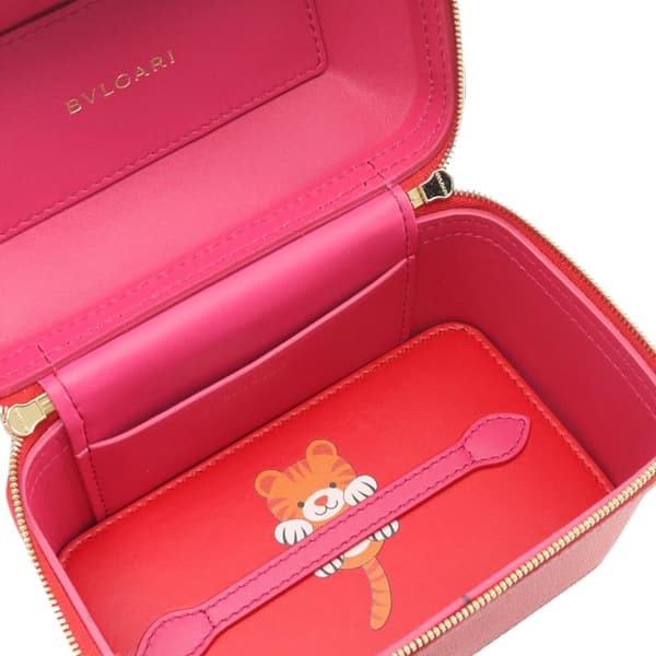 Pre-owned Bvlgari Leather Serpenti Forever Vanity Bag Red