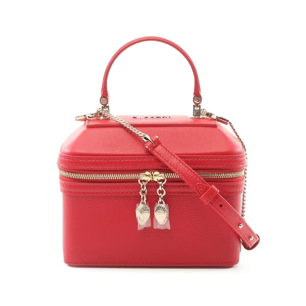 Pre-owned Bvlgari Leather Serpenti Forever Vanity Bag Red