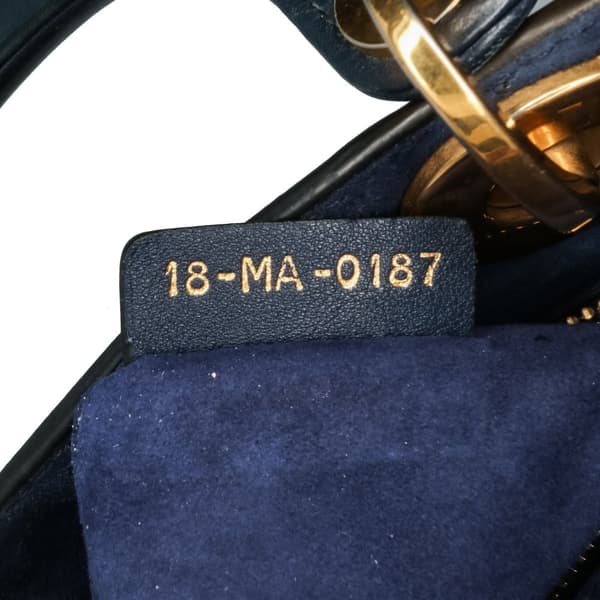 Pre-owned Dior Mini Lambskin Cannage Studded Supple Lady Dior Blue