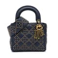 Pikkukuva 1 / 10: Pre-owned Dior Mini Lambskin Cannage Studded Supple Lady Dior Blue