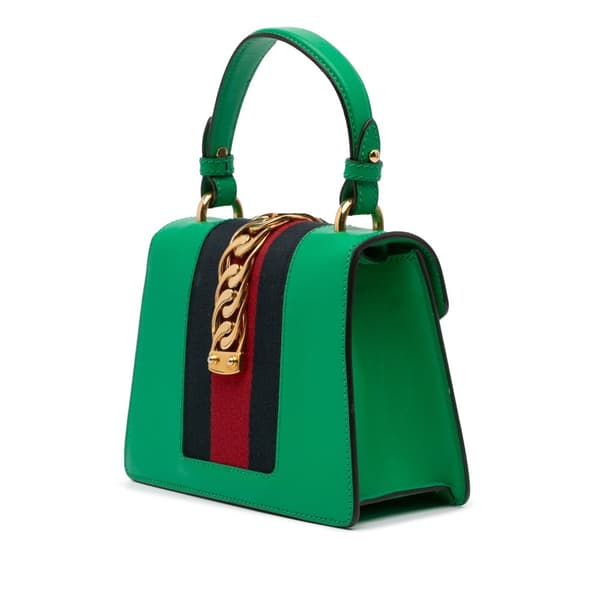 Pre-owned Gucci Mini Leather Sylvie Satchel Green