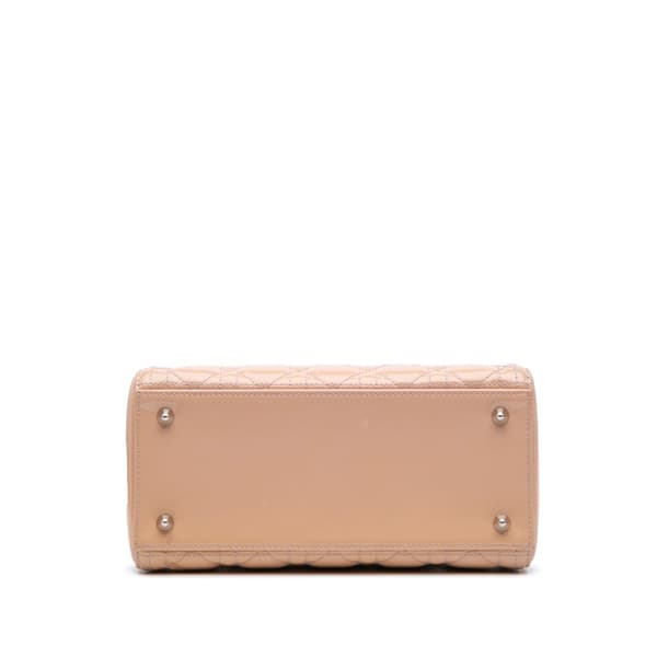 Pre-owned Dior Medium Patent Cannage Lady Dior Brown