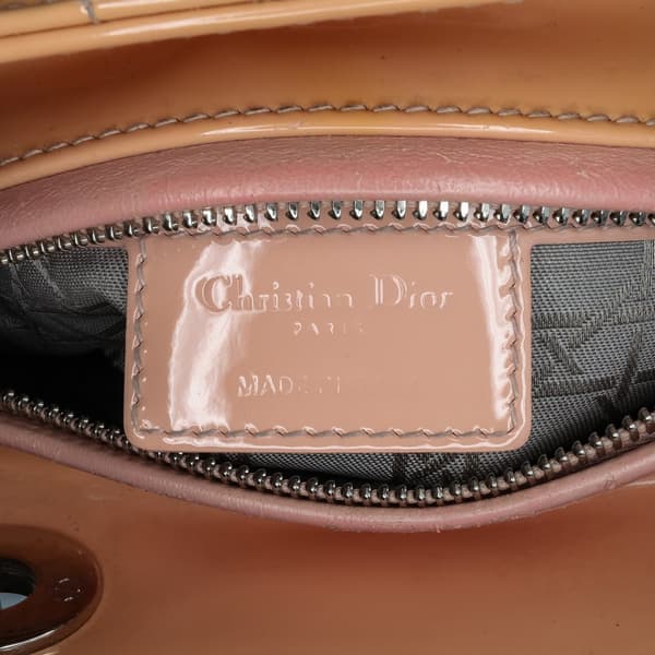 Pre-owned Dior Medium Patent Cannage Lady Dior Brown