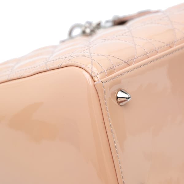 Pre-owned Dior Medium Patent Cannage Lady Dior Brown