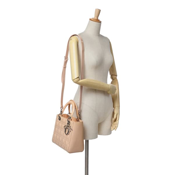 Pre-owned Dior Medium Patent Cannage Lady Dior Brown
