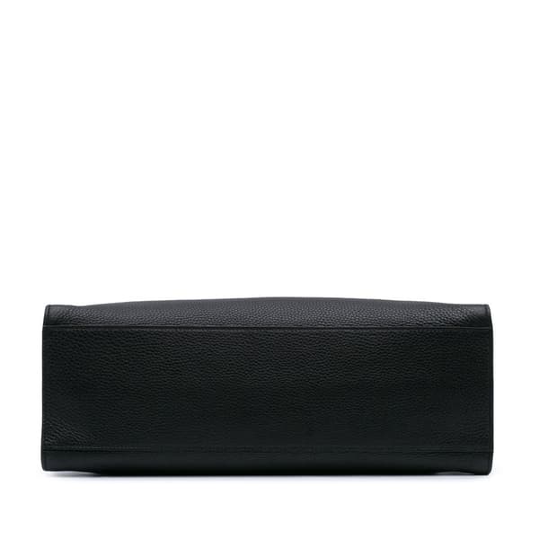 Pre-owned Gucci Medium Calfskin Bamboo Daily Shopper Satchel Black