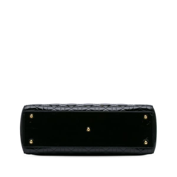 Pre-owned Dior Large Patent Cannage Lady Dior Black